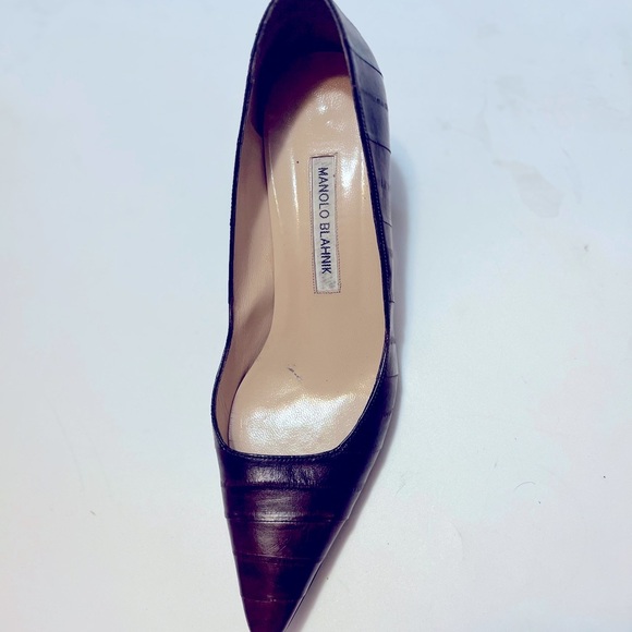AMPUTEE / SINGLE LEFT SHOE ONLY Manolo Blahnik Brown Leather Sz 39.5 Women 9.5 - Picture 4 of 9